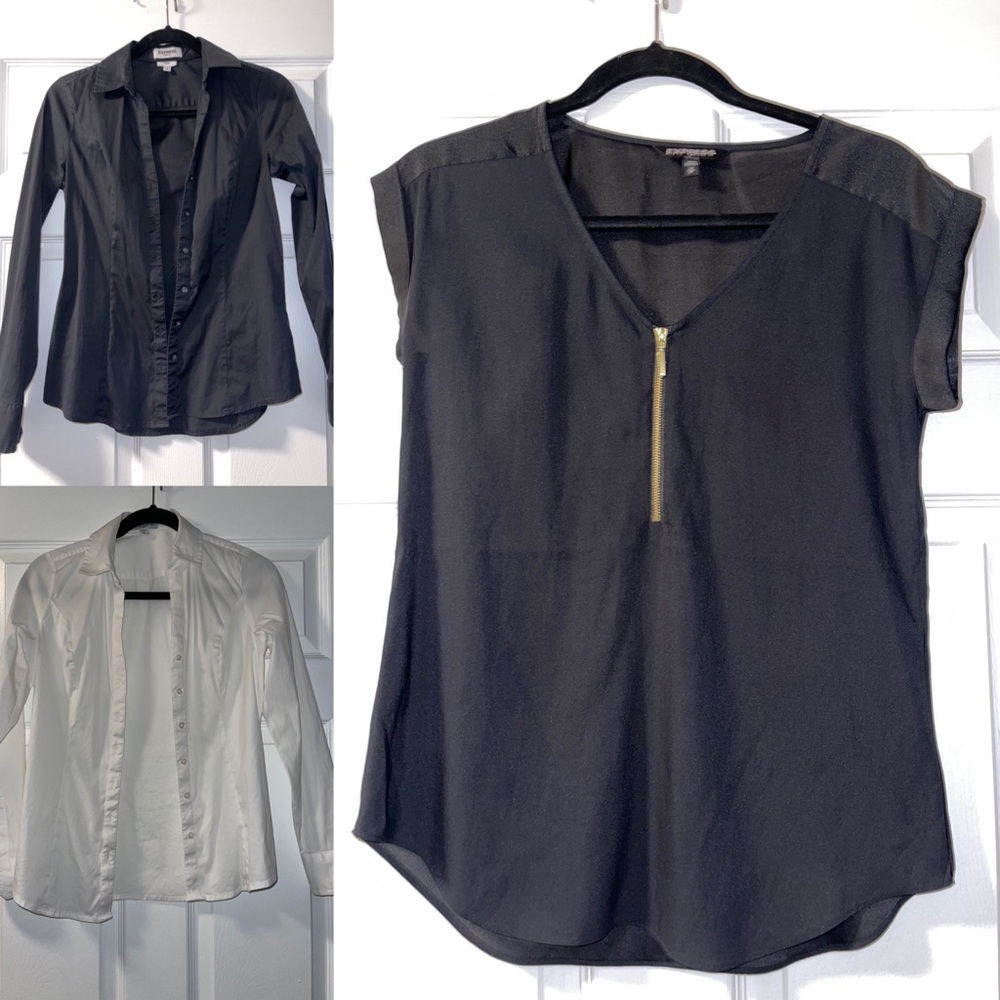3 Express Shirt Bundle Sz XS Black White EUC
